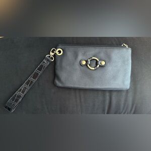 Clarks | Black Leather Clutch Wristlet | Gold Hardware